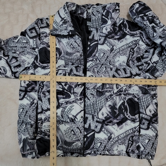 Rebel Minds Jacket Mens size 3X King Hundred Dollar Bill Graphic Puffer Coat EUC - Picture 5 of 10